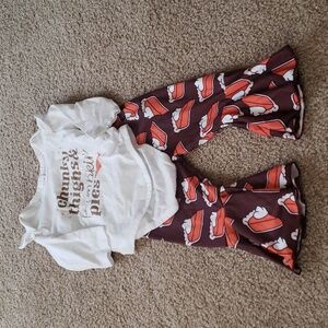 6-12M Baby Girls Thanksgiving Outfit Bell Bottoms Pumpkin Pies Set